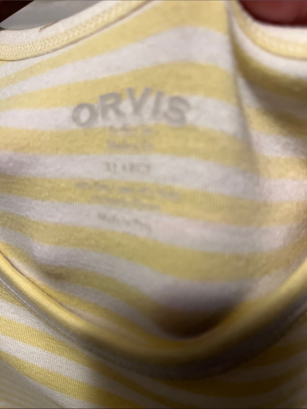 Orvis cotton yellow and white stripe T size XL - Picture 2 of 5